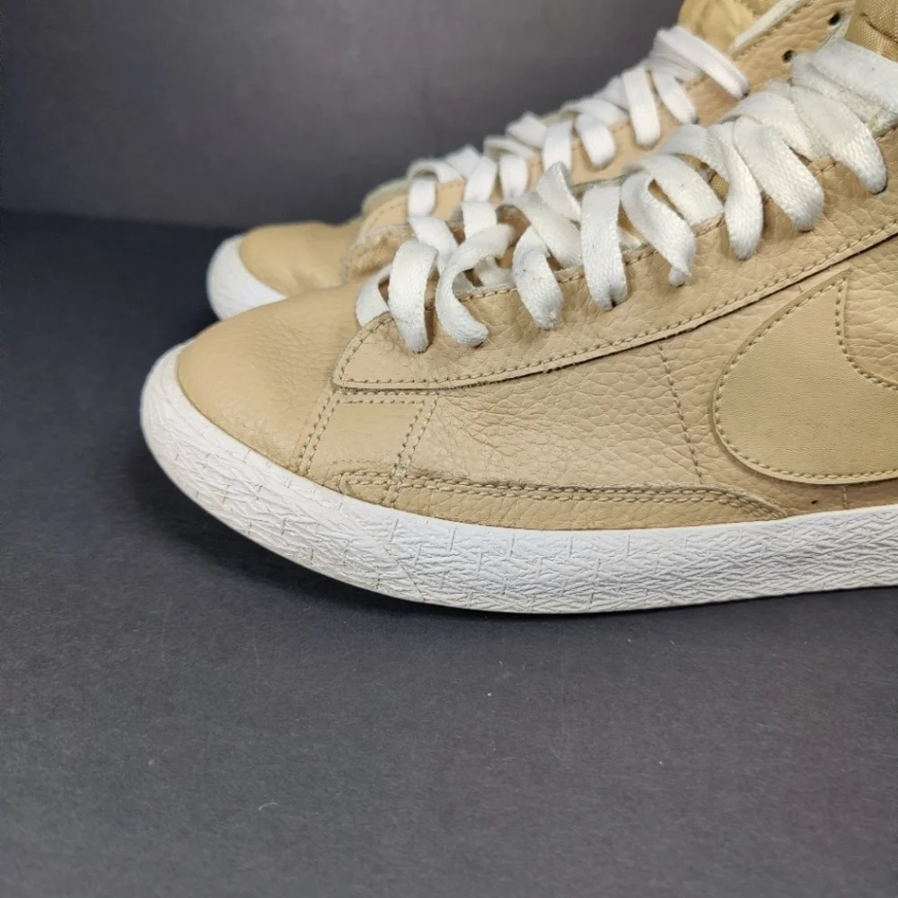 Nike Blazer Mid Premium Leather Linen Summit Tan Retro Sneakers Big Kids Size 7
